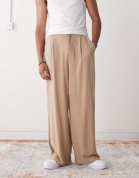 Reclaimed Vintage baggy tailored trouser in linen stripe