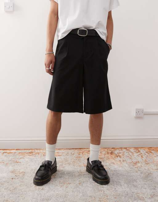 Reclaimed Vintage - Elegante baggy short in zwart , 2 van 5