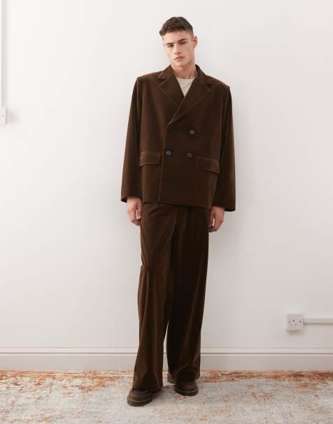 Reclaimed Vintage - Elegante getailleerde fluwelen co-ord set in bruin - view 1