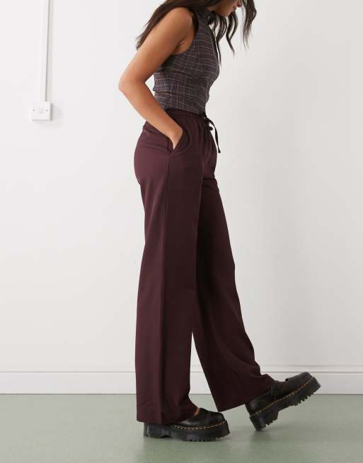 Reclaimed Vintage – Elegante Hose in Weinrot mit weitem Bein, 3 von 5