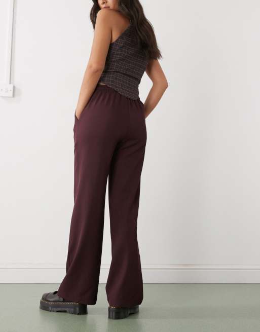 Reclaimed Vintage – Elegante Hose in Weinrot mit weitem Bein, 5 von 5