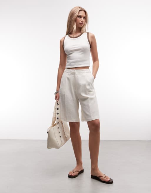 Reclaimed Vintage – Elegante Longline-Shorts aus Leinenmix
