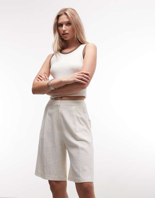 Reclaimed Vintage - Elegante short van linnenmix met lange pasvorm, 2 van 5