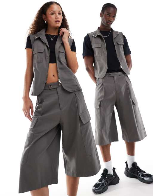 Reclaimed Vintage – Elegante Unisex-Shorts mit langem Schnitt, Kombiteil, 2 von 5