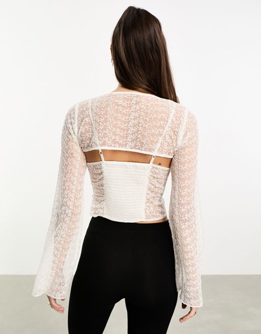 ASOS DESIGN sheer lace cami top in antique ivory