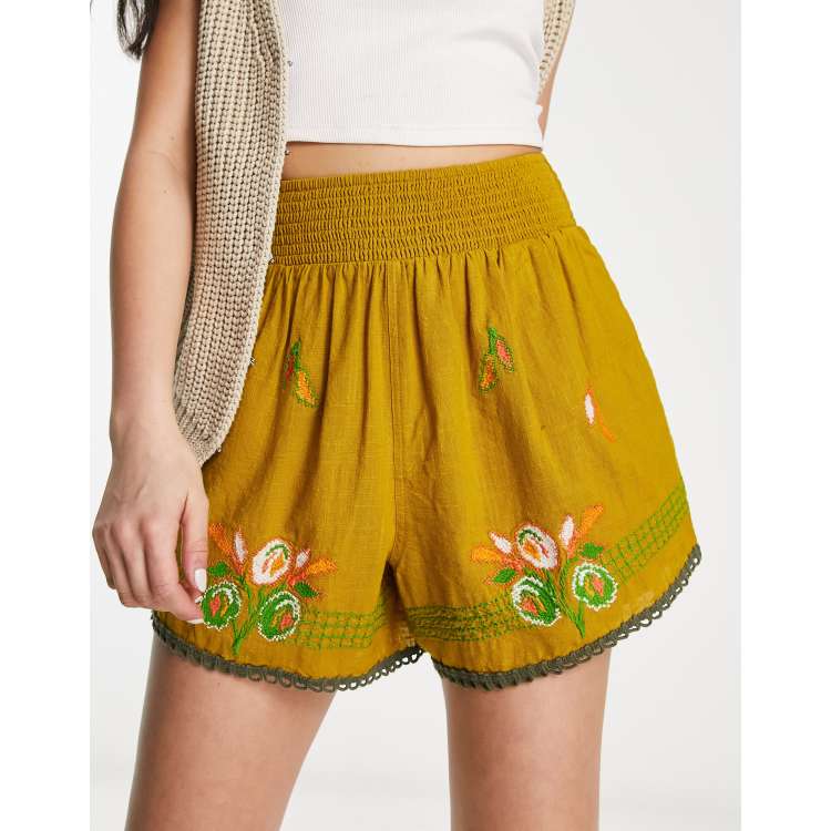 Embroidered shorts on sale