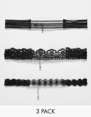 Reclaimed Vintage - Eng anliegendes Halsband aus Spitze in Schwarz-Black