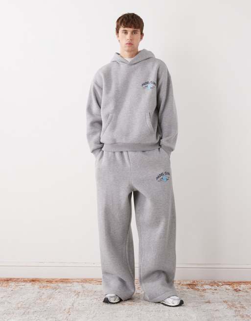 Reclaimed Vintage - Ensemble à logo padel avec pantalon de jogging et sweat à capuche - Gris chiné