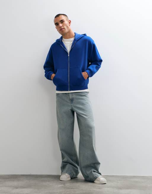 Reclaimed Vintage ensemble hoodie zippé épais bleu, 4 de 5