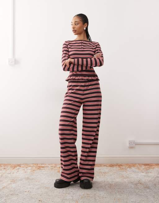 Reclaimed Vintage - Ensemble rayé - Bordeaux