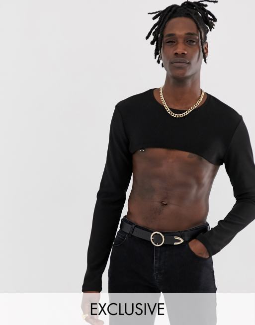 Men's Black Super Crop Top