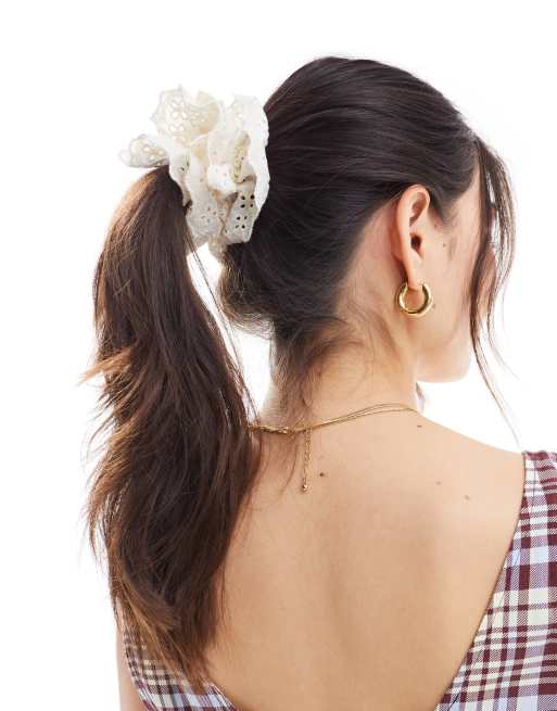 Reclaimed Vintage eyelet scrunchie in cream