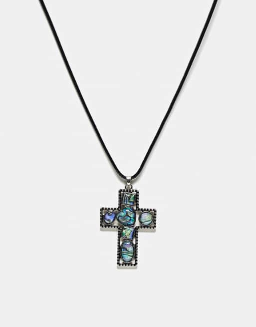 Abalone shop cross necklace