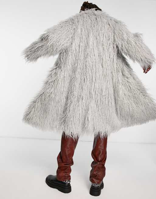 Grey faux hotsell fur coat mens