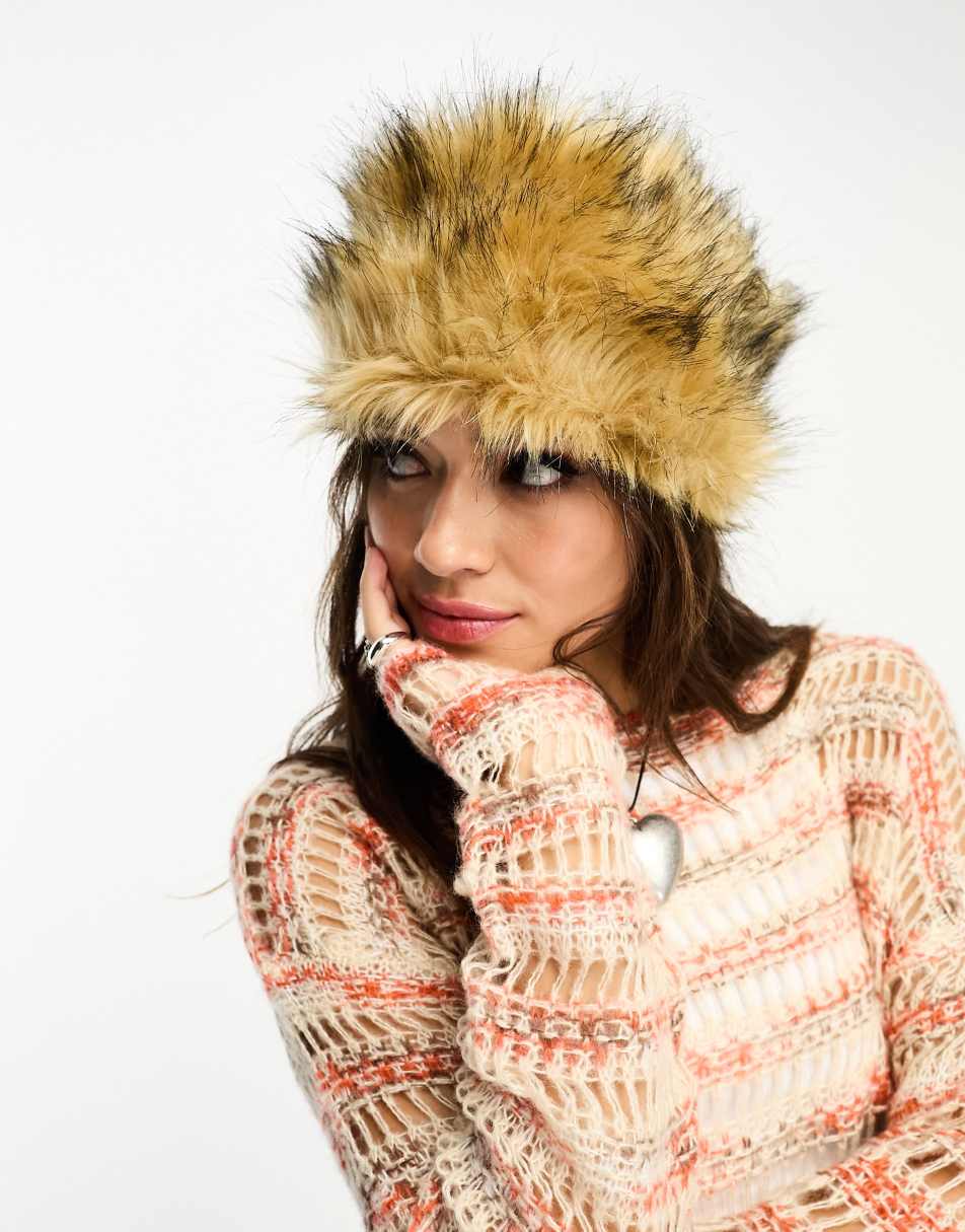 Reclaimed Vintage faux fur headband hat