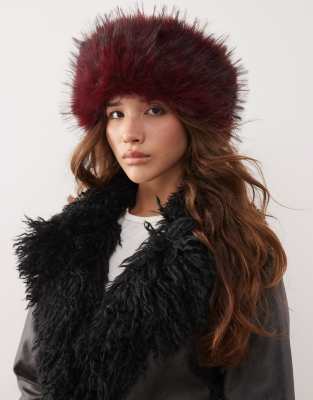 Reclaimed Vintage Faux Fur Headband In Red