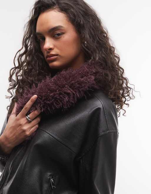 Reclaimed Vintage faux-fur Schalstola in Lila, 2 von 3