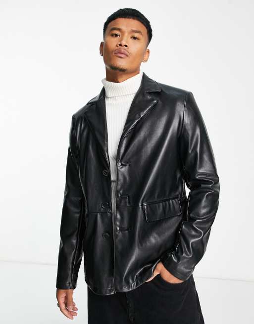 Asos leather blazer discount