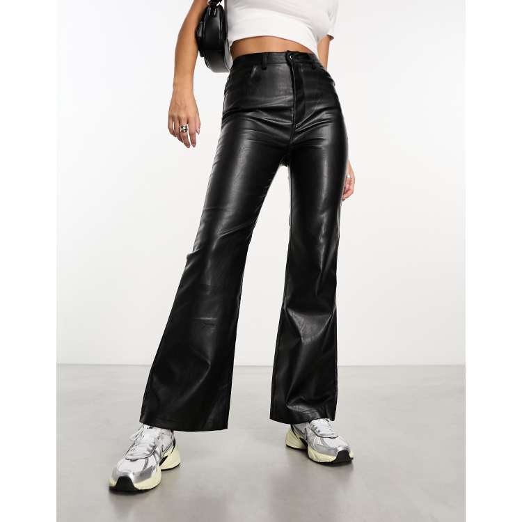 Reclaimed Vintage faux leather flare pants in black