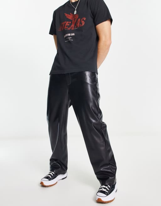 Reclaimed Vintage faux leather pants in black