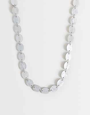 Reclaimed Vintage Faux Mother-of-pearl Disc Necklace-multi In Metallic