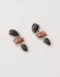 [Reclaimed Vintage] Reclaimed Vintage faux stone drop earrings in silver One Size Silver