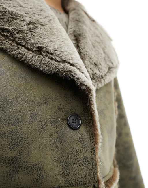 vintage green sheepskin coat
