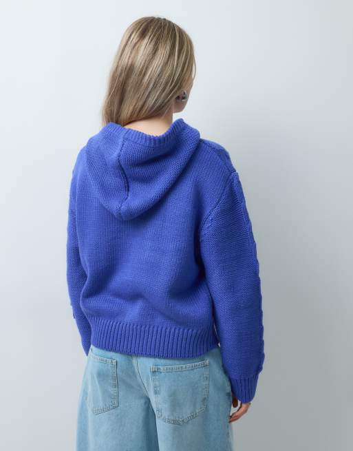 Reclaimed Vintage felpa con cappuccio a trecce blu, 4 di 4