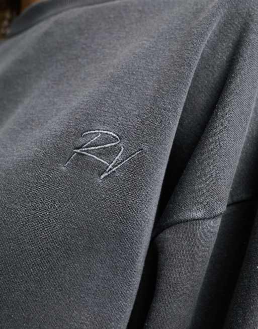 Reclaimed Vintage - Felpa oversize unisex antracite slavato, 4 di 4