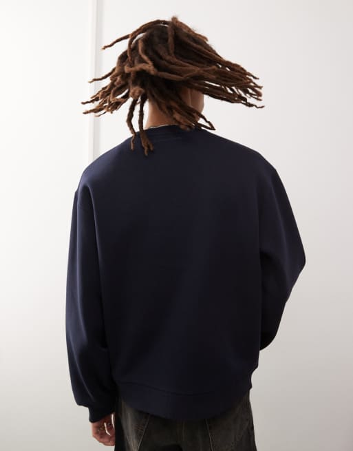 Reclaimed Vintage - Felpa super oversize unisex blu navy slavato , 3 di 4