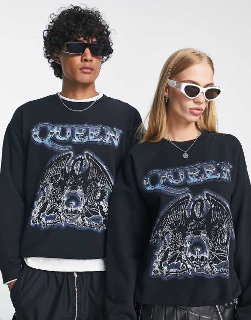 Reclaimed Vintage Felpa unisex nera con stampa dei Queen su