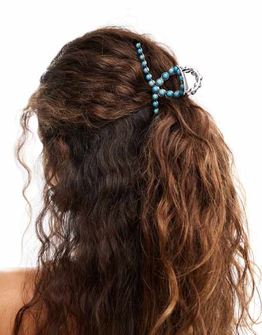 Reclaimed Vintage - Fermaglio per capelli con pietre sintetiche blu