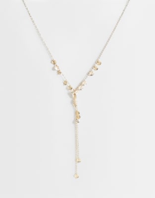 Reclaimed Vintage Festival Disc Charm Lariat Necklace In Gold
