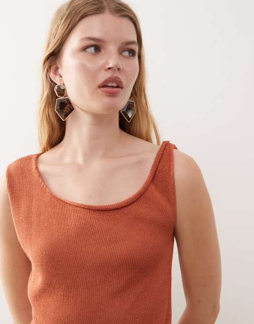 Reclaimed Vintage festival knit one shoulder detail top in rust, 2 of 4
