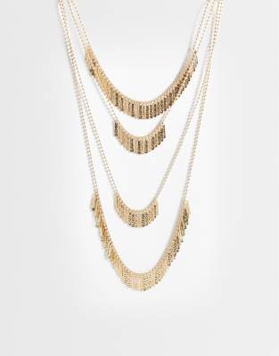 Reclaimed Vintage Festival Necklace With Tassel Beads In Gold