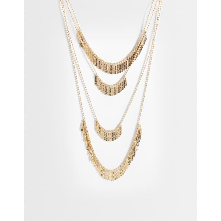 Reclaimed Vintage festival necklace with tassel beads in gold