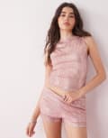 [Reclaimed Vintage] Reclaimed Vintage festival sequin micro shorts in pink (Part of a set) XS PINK
