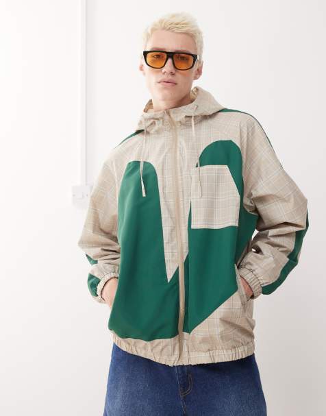 Reclaimed Vintage festival track jacket in spliced plaid print - view 1
