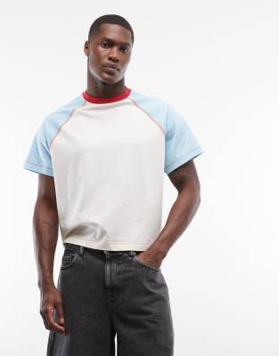 Reclaimed Vintage Fitted Color Block Raglan T-shirt In White
