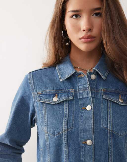 Reclaimed Vintage fitted denim jacket in mid blue wash 