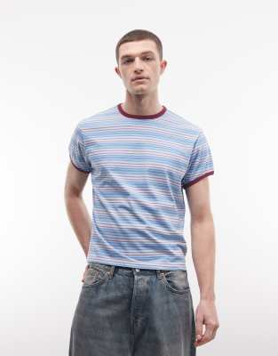 Reclaimed Vintage Fitted Ringer T-shirt In Blue