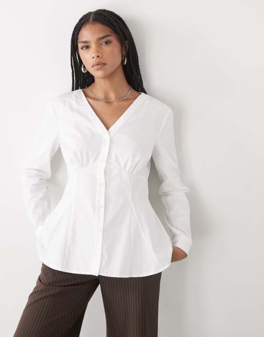 Reclaimed Vintage fitted shirt with seam details in white