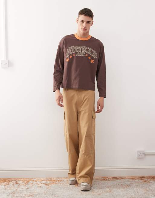 Reclaimed Vintage Fleetwood Mac licensed t-shirt in brown with contrast binding