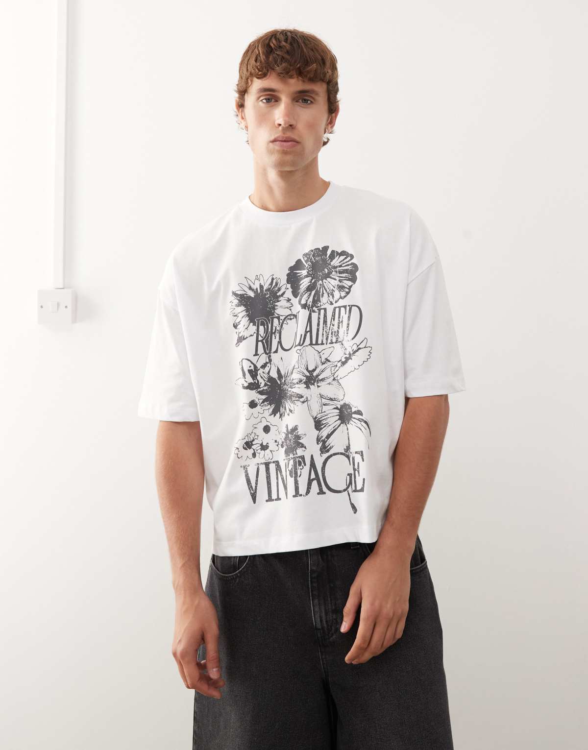 Reclaimed Vintage floral graphic oversized t-shirt in ecru