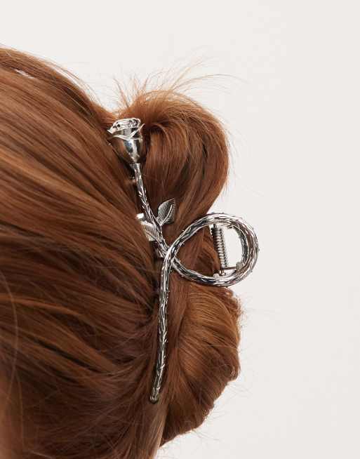 Reclaimed Vintage floral hair claw clip in silver, 3 of 3