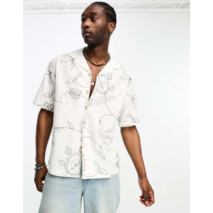 Reclaimed Vintage floral mono embroidered shirt | ASOS