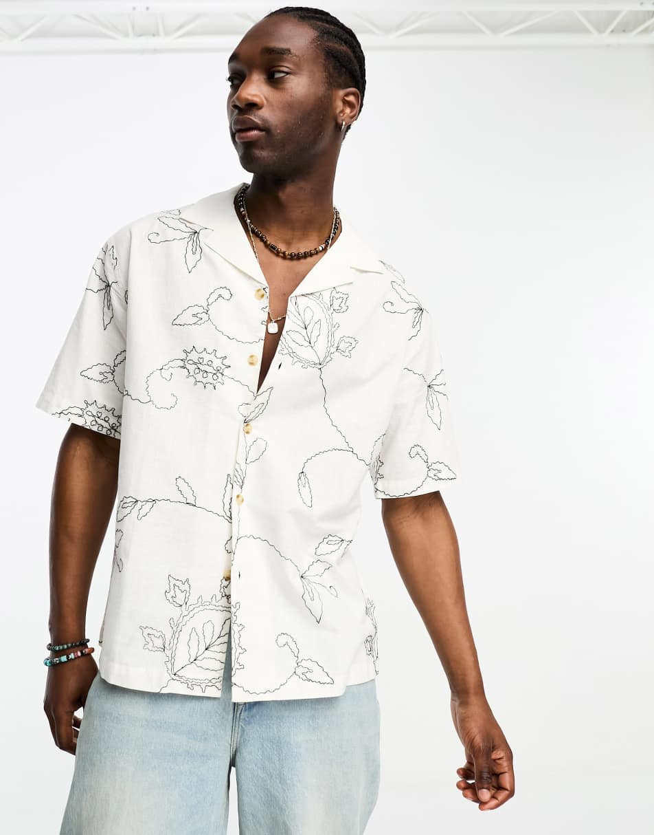 Reclaimed Vintage floral mono embroidered shirt