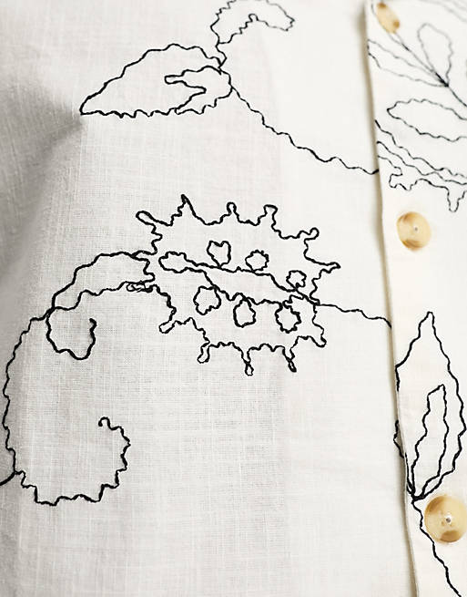 Reclaimed Vintage floral mono embroidered shirt | ASOS