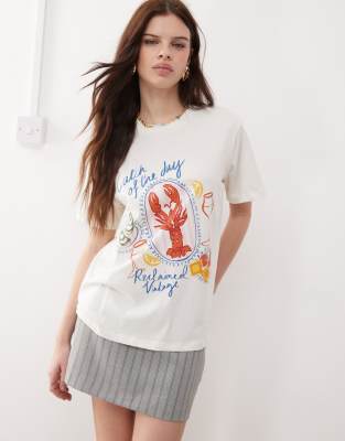 Reclaimed Vintage Food Print Oversized T-shirt In White