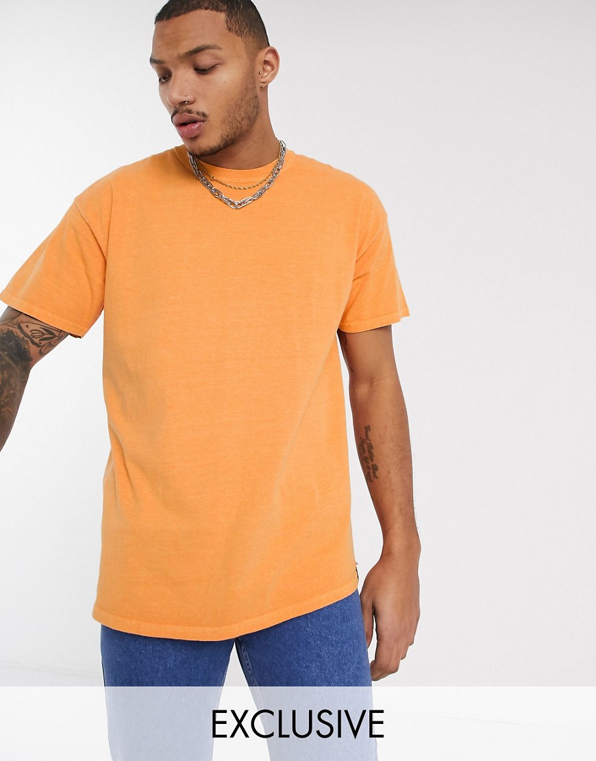 Reclaimed Vintage - forvasket orange overfarvet t-shirt-Brun